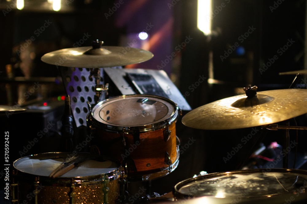 Naklejka premium Drum kit on the stage
