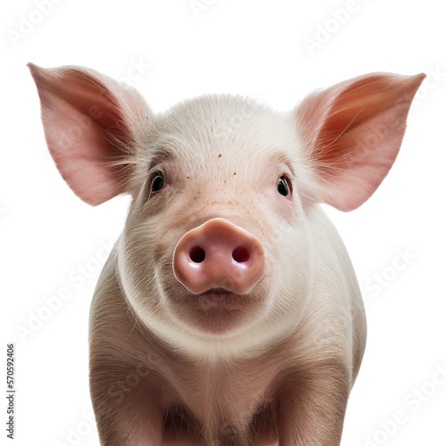 Canvastavla pig face shot isolated on transparent background cutout