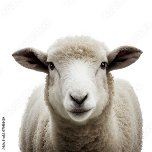 sheep face shot isolated on transparent background cutout