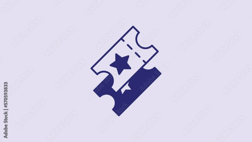 Blue Cinema ticket icon isolated on purple background. 4K Video motion graphic animation Blue Cinema ticket icon isolated on purple background. 4K Video motion graphic animation