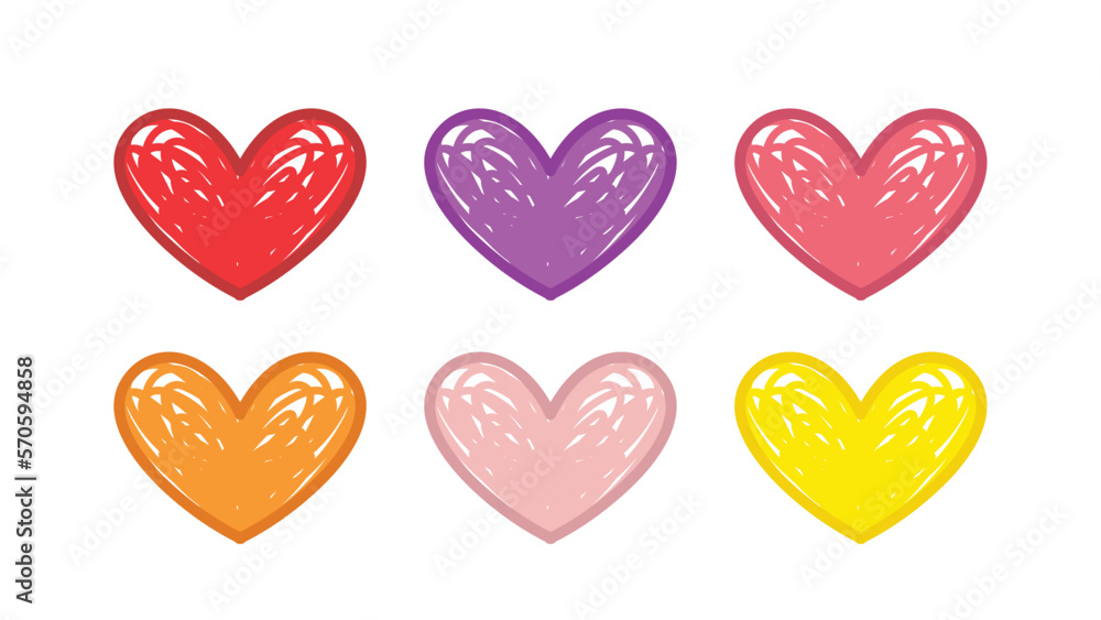 Collection set of doodle hearts Collection set of doodle hearts