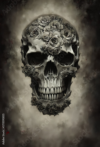Intriguing Skull Blooms | High-Quality Floral Skull Art for Creative Design Projects