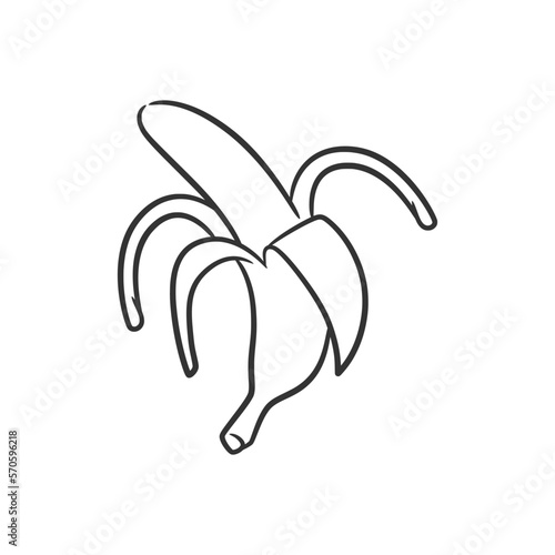 Banana line art vector illustration, Coloring book of healthy fruit