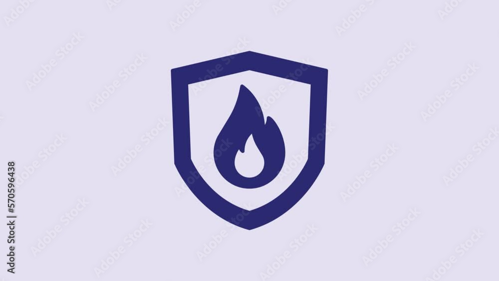 Blue Fire protection shield icon isolated on purple background. Insurance concept. Security, safety, protection, protect concept. 4K Video motion graphic animation Blue Fire protection shield icon isolated on purple background. Insurance concept. Security, safety, protection, protect concept. 4K Video motion graphic animation