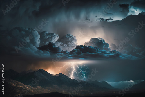 lightning in the mountains.Generative Ai