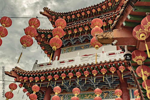 Canvas Print Thean Hou temple exterior detail, traditional chinese temple in Kuala Lumpur Mal
