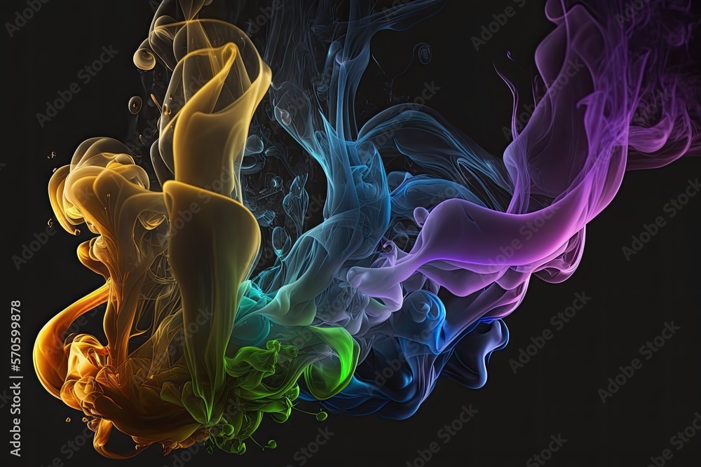 Fototapeta premium Abstract colorful smoke flowing and growing. Creative background design. Generative AI