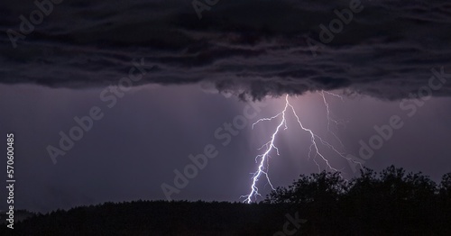Lightning, thunder cloud dark cloudy sky, power of nature © lukjonis