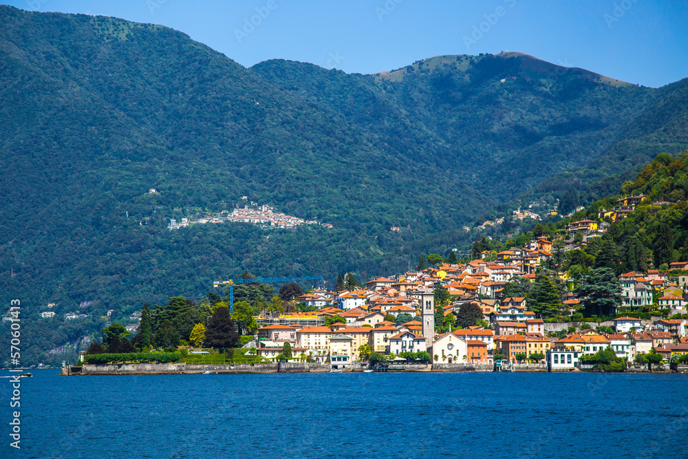 Naklejka premium View of the village Torno Fagetto Laglio Quarzano on the Como Lake, Lombardy, Italy