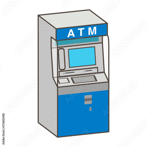ATM icon - Blue, Facing right, Included outline