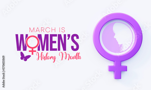 Women's History month is observed every year in March, is an annual declared month that highlights the contributions of women to events in history and contemporary society. 3D Rendering