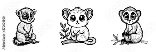 An illustrated set of 3 monkeys