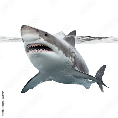 ferocious white shark on a transparent background. AI generator