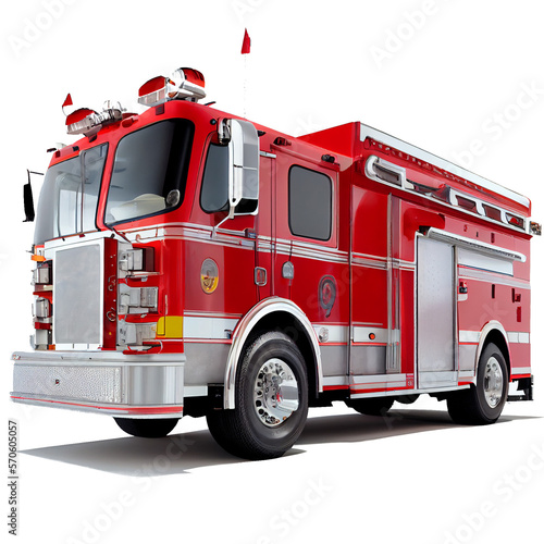 red fire engine on a transparent background. AI generator