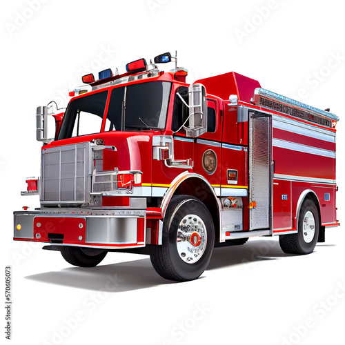 Photographie red fire engine on a transparent background. AI generator