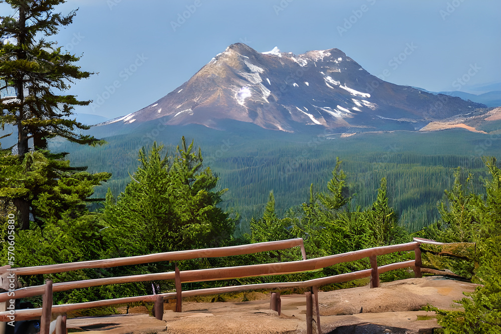 A beautiful mountain peak with a scenic overlook A beautiful mountain peak with a scenic overlook