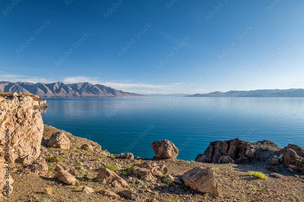 Tangra Yumco Lake in Nyima County Nagqu Prefecture Tibet Autonomous Region, China.