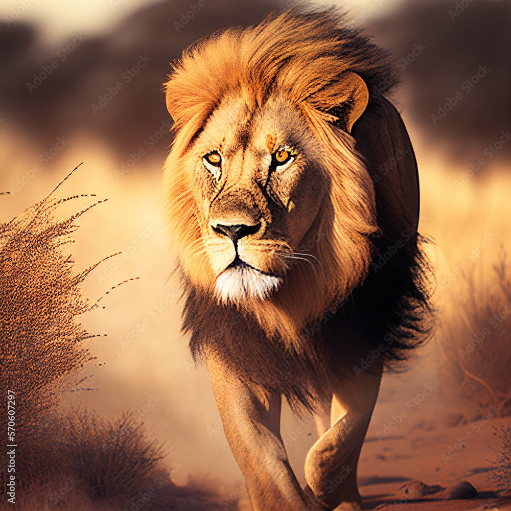 African lion walking in Africa