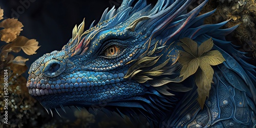 Fantasy blue dragon 