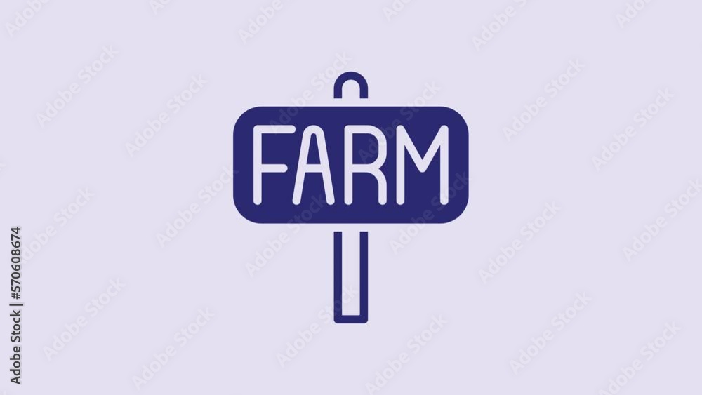 Blue Location farm icon isolated on purple background. 4K Video motion graphic animation