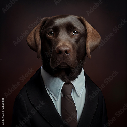 Portrait of a Labrador Retriever dressed in a formal business suit © Aristotelis