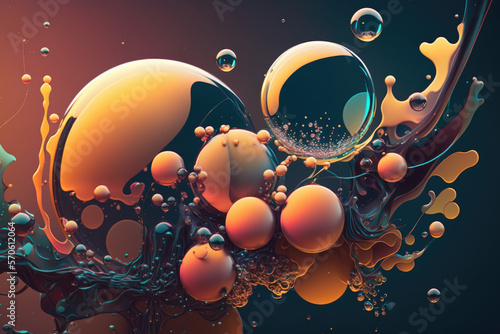 Colorful bubbles texture background, generative ai illustration