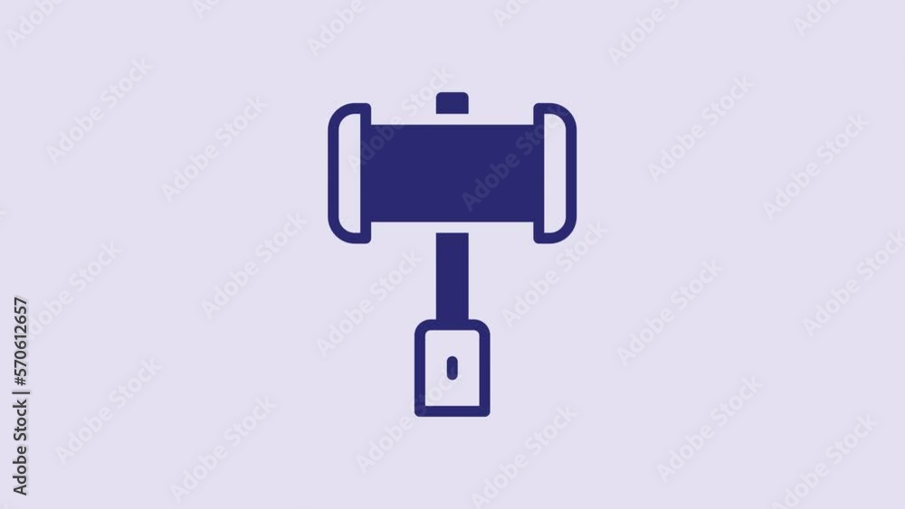 Blue Medieval battle hammer icon isolated on purple background. 4K Video motion graphic animation Blue Medieval battle hammer icon isolated on purple background. 4K Video motion graphic animation