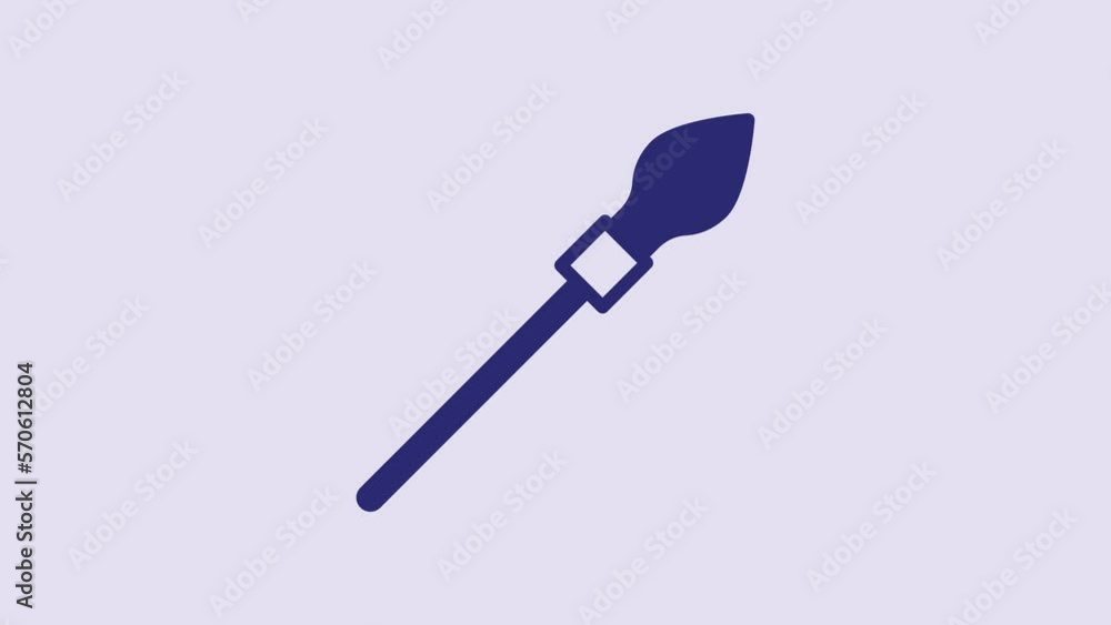 Blue Medieval spear icon isolated on purple background. Medieval weapon. 4K Video motion graphic animation Blue Medieval spear icon isolated on purple background. Medieval weapon. 4K Video motion graphic animation