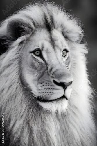 Lion king isolated , Portrait Wildlife animal , generative ai 