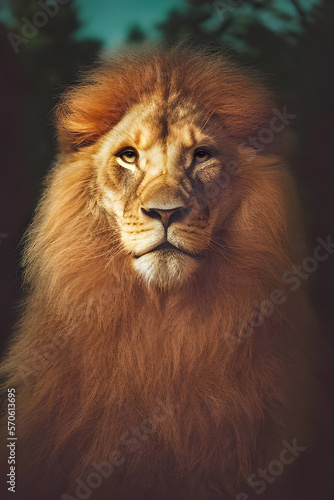 Lion king isolated , Portrait Wildlife animal , generative ai 