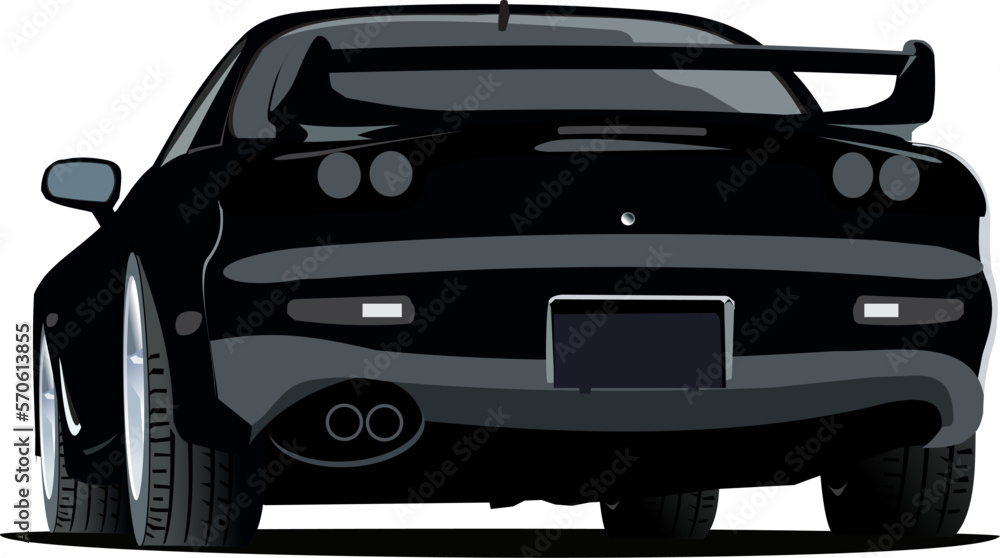 Modern sportcar back view vector illustration. City car model isolated over white background