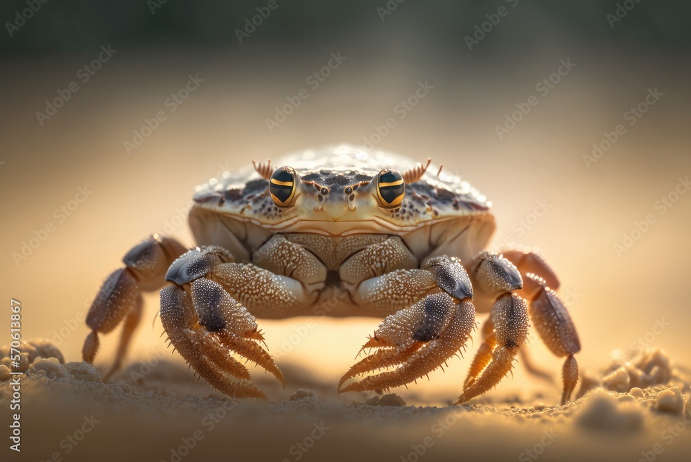 Crab on the beach. Ai generative.