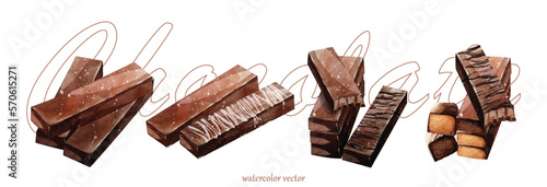 Chocolate watercolor collection vector elements design