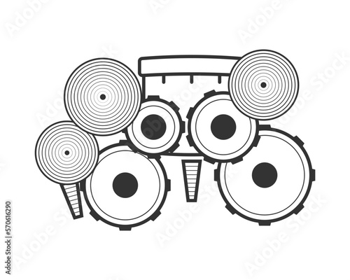 Drum kit top view. Vector illustration.