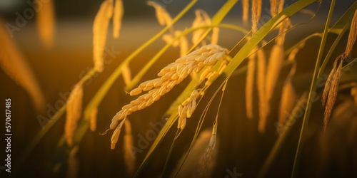 Close-Up of a Rice Paddy  A Harvest of Abundance created by generative AI
