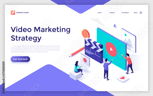 Vector Isometric Landing Page Template
