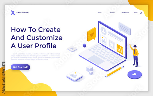 Vector Isometric Landing Page Template
