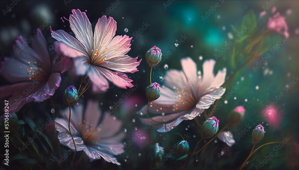 Flowers in the garden close-up, Generative AI Flowers in the garden close-up, Generative AI