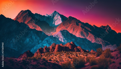 Sunset over the mountains  Generative AI