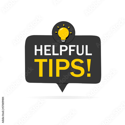 Helpful tips concept in flat style with light bulb emblem. Top tips sticker advice note icon design. Banner design for business and advertising. Vector illustration.