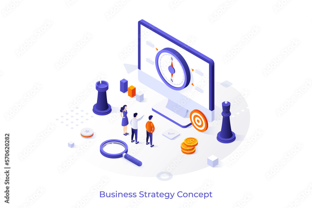 Vector Concept For Isometric Business Scene Stock Vector | Adobe Stock
