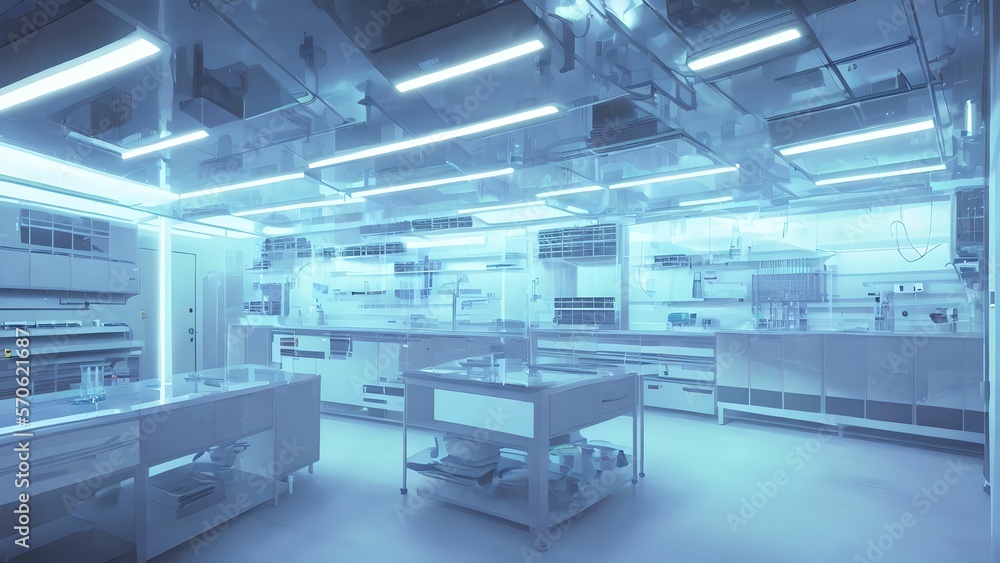 futuristic modern interior clean modern laboratory with neon light, generative art by A.I. futuristic modern interior clean modern laboratory with neon light, generative art by A.I.