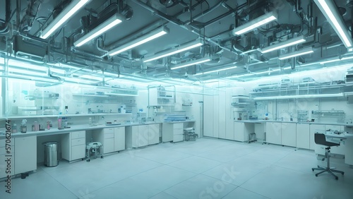 futuristic modern interior clean modern laboratory with neon light  generative art by A.I.