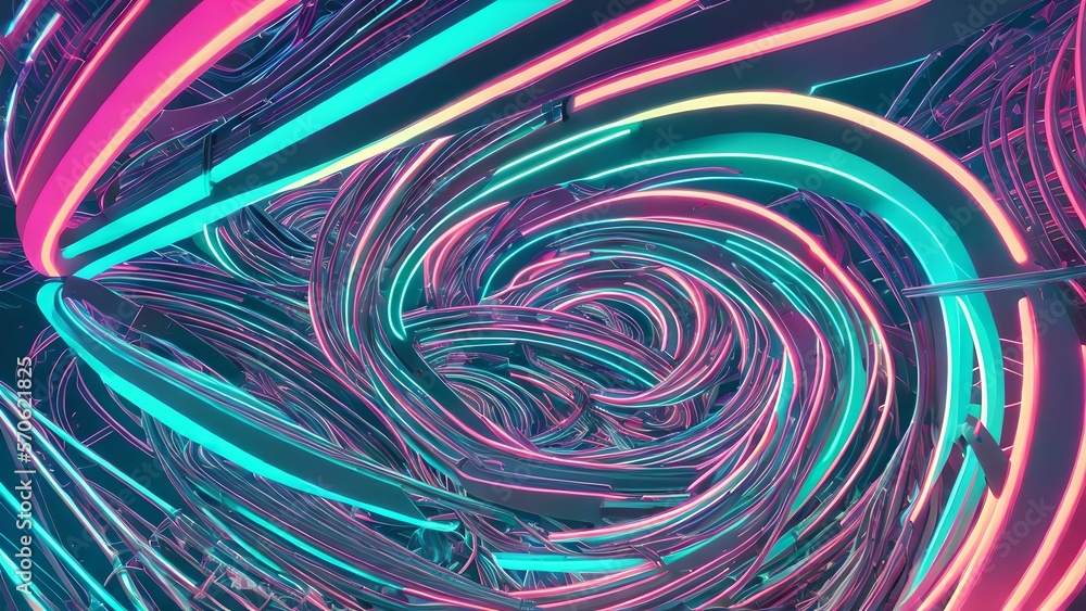 abstract futuristic glowing neon complex wire line , generative art by A.I.