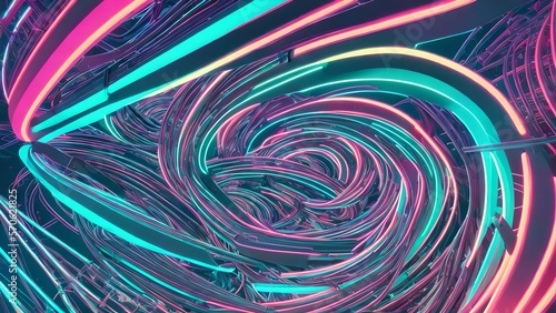 abstract futuristic glowing neon complex wire line   generative art by A.I.