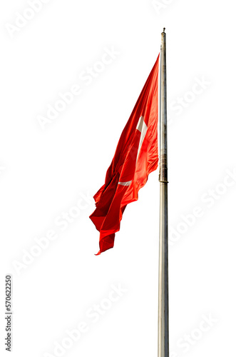 Photos red turkish flag isolated on transparent background