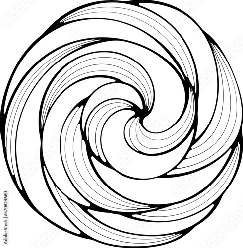 Meringue spiral or whipped cream top side view. Decorative spiral. Vector illustration in hand drawn sketch doodle style. Line art twisted swirl elements isolated on white. Design for coloring book