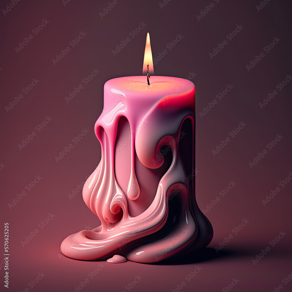 Pink candle. Generative AI image. Pink candle. Generative AI image.
