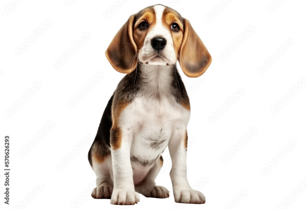 Beagle dog isolated on white, generative ai , PNG	
