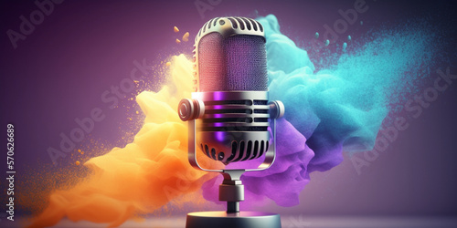 podcast microphone background, Generative IA photo